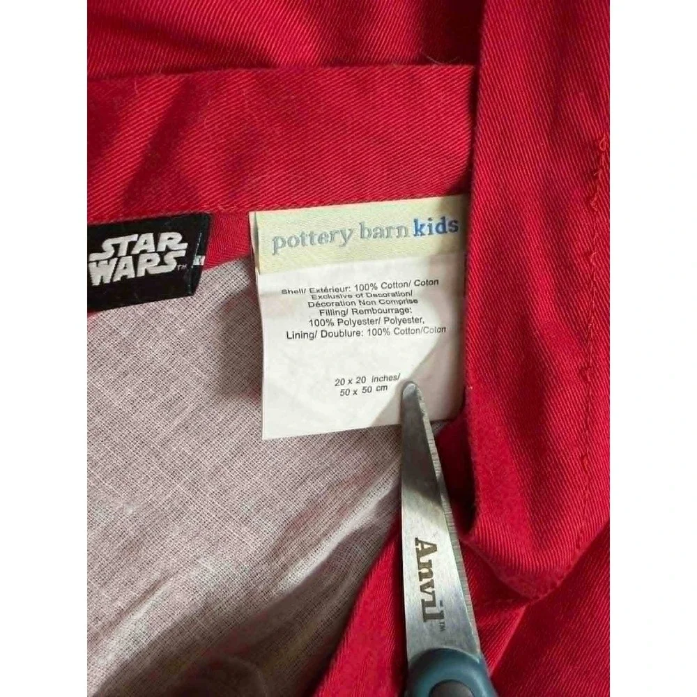 Pottery‎ Barn Kids Star Wars Captain Phasma Pillow Sham Red 20x20 Square Quilted